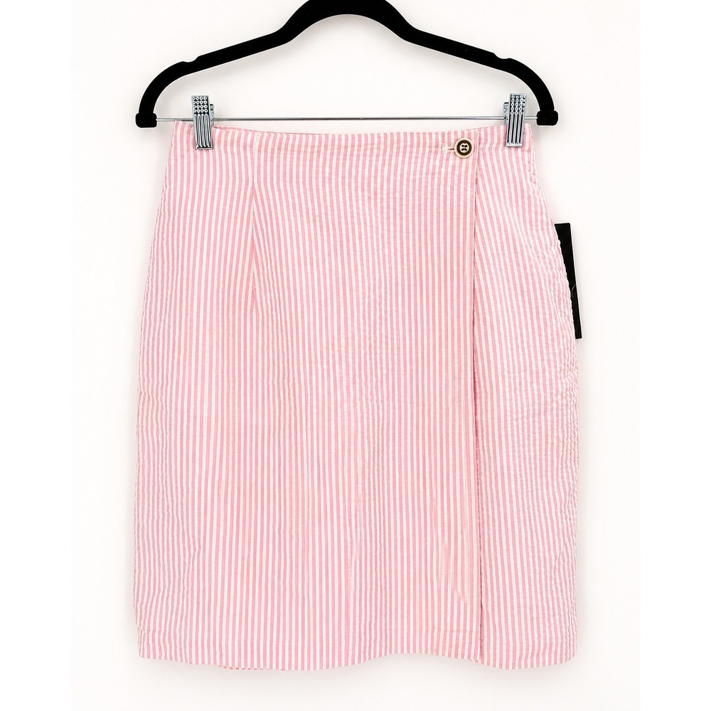 NWT Casablanca Wrap Skirt SZ 10 Pink‎ Seersucker 90s VTG Preppy Coastal Resort